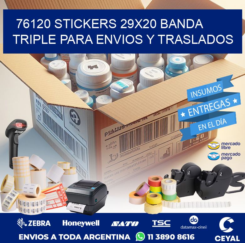 76120 STICKERS 29X20 BANDA TRIPLE PARA ENVIOS Y TRASLADOS