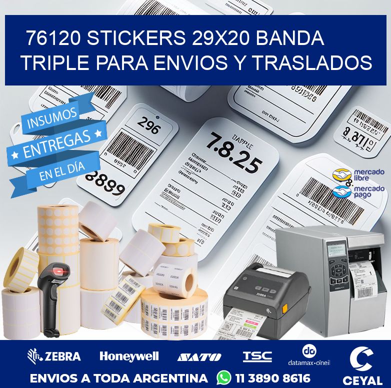 76120 STICKERS 29X20 BANDA TRIPLE PARA ENVIOS Y TRASLADOS