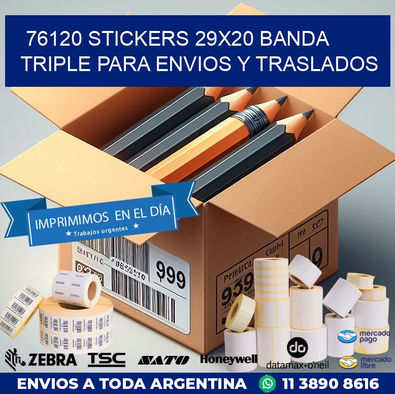 76120 STICKERS 29X20 BANDA TRIPLE PARA ENVIOS Y TRASLADOS