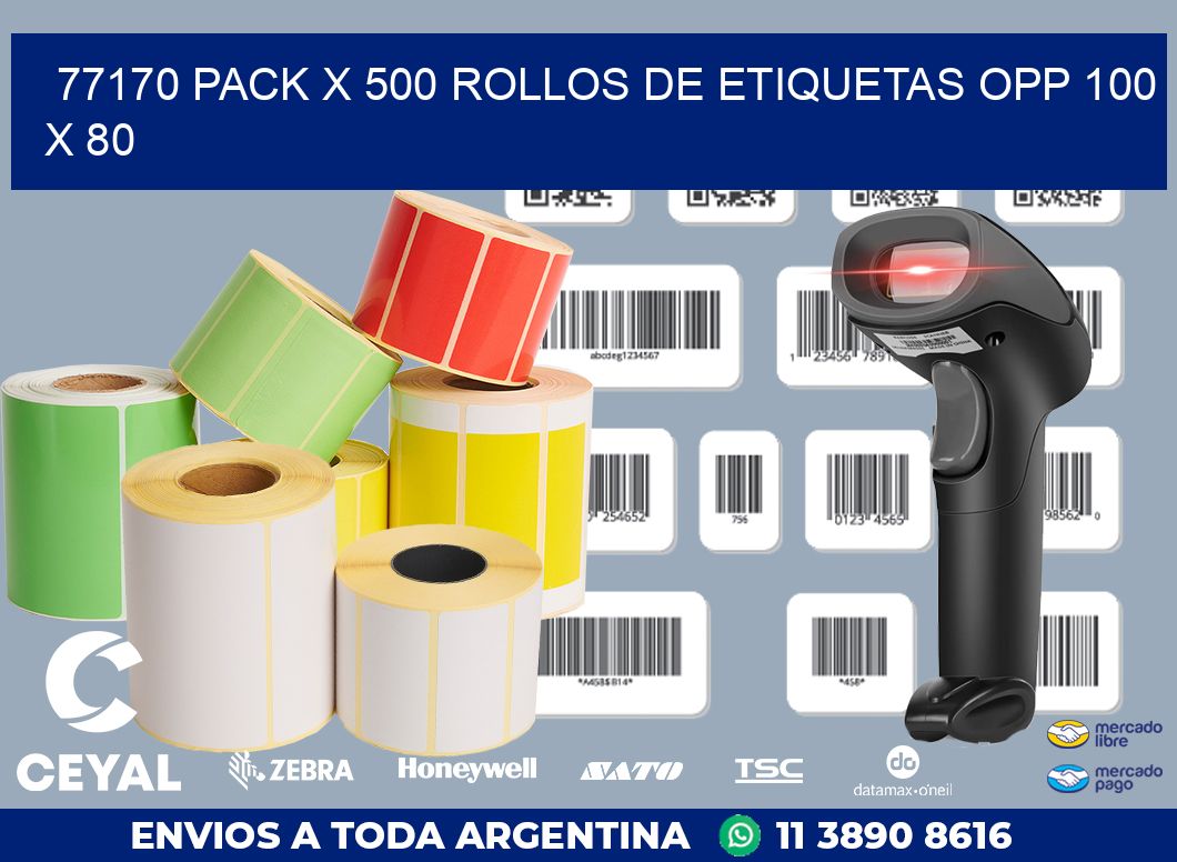 77170 PACK X 500 ROLLOS DE ETIQUETAS OPP 100 X 80