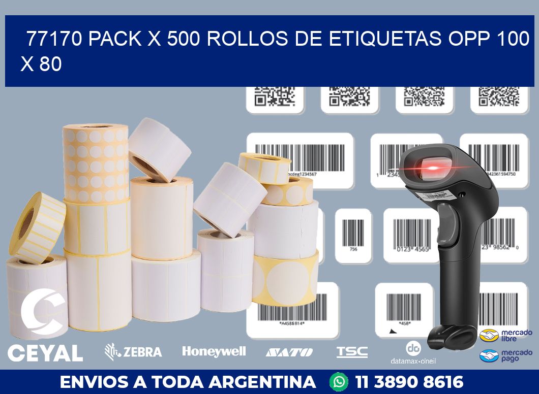 77170 PACK X 500 ROLLOS DE ETIQUETAS OPP 100 X 80