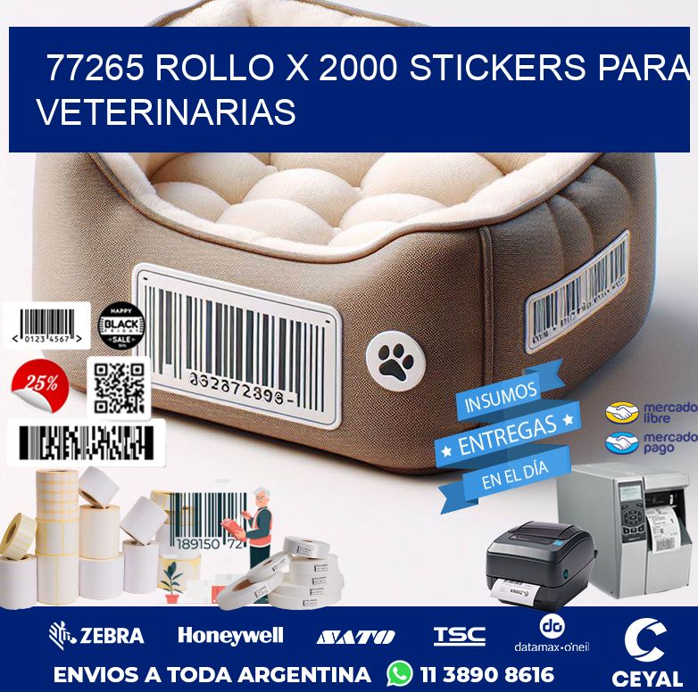 77265 ROLLO X 2000 STICKERS PARA VETERINARIAS