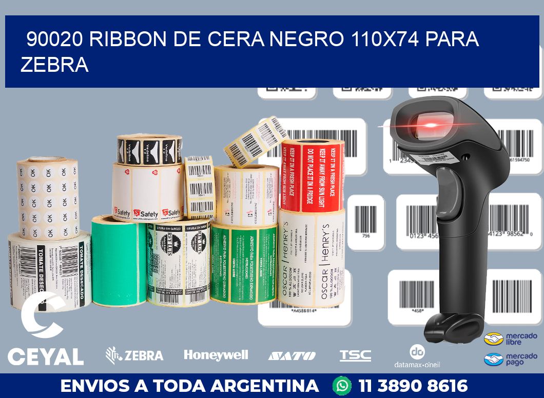 90020 RIBBON DE CERA NEGRO 110X74 PARA ZEBRA
