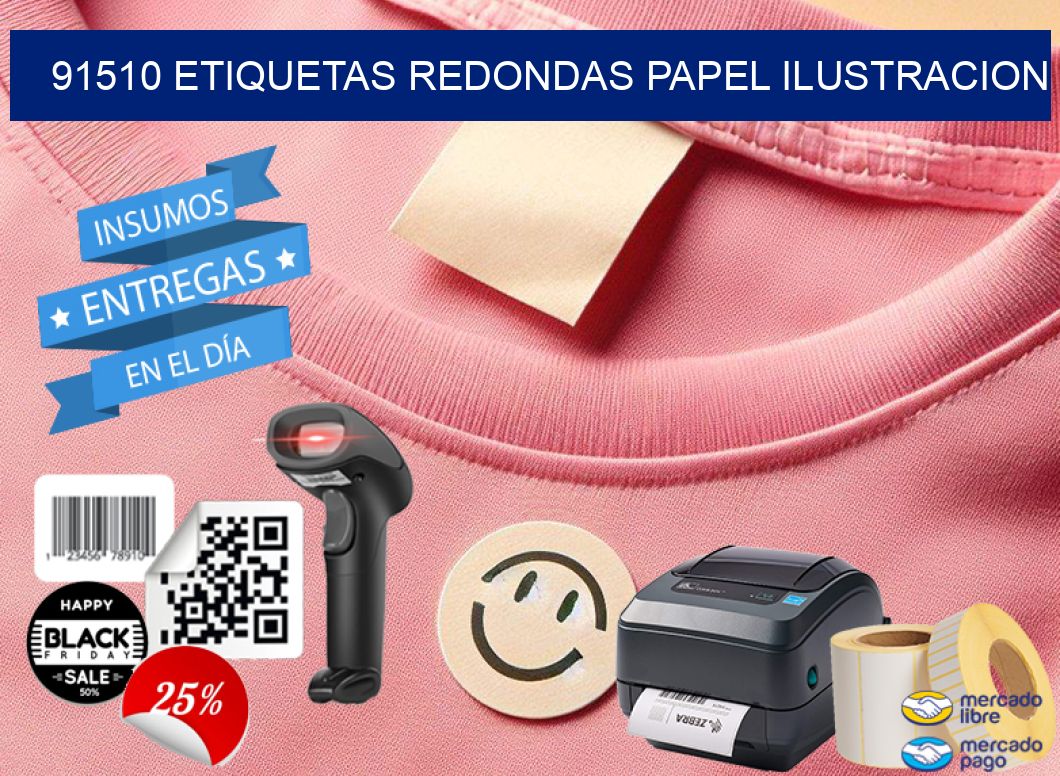 91510 ETIQUETAS REDONDAS PAPEL ILUSTRACION