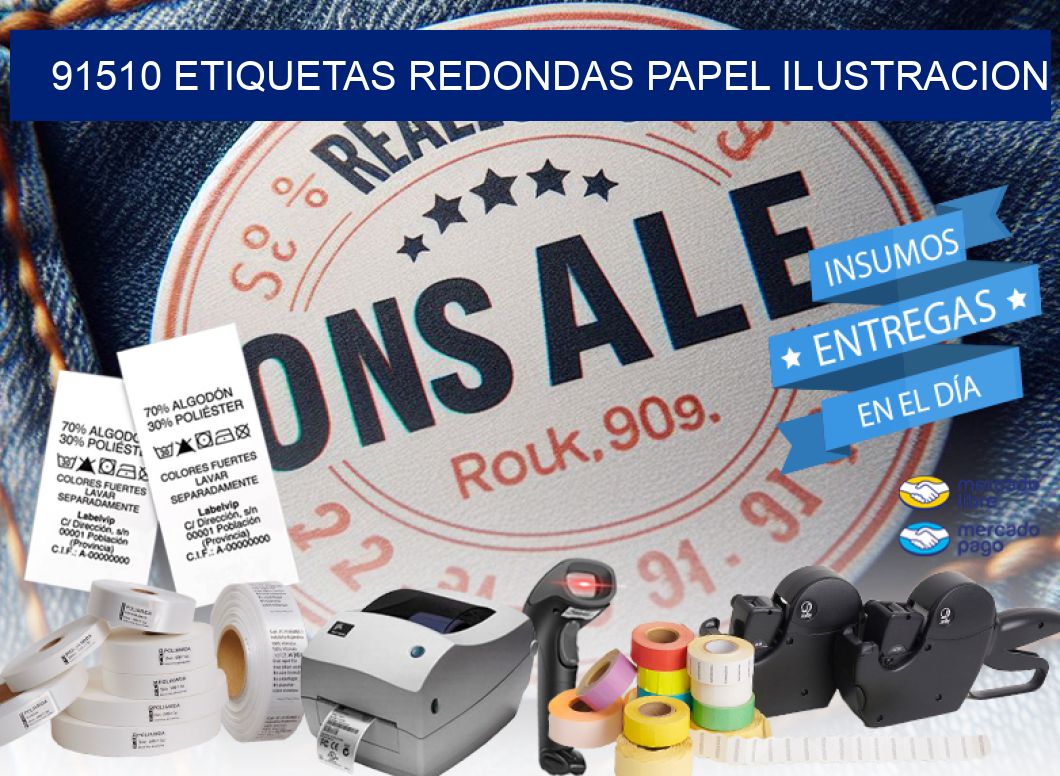 91510 ETIQUETAS REDONDAS PAPEL ILUSTRACION
