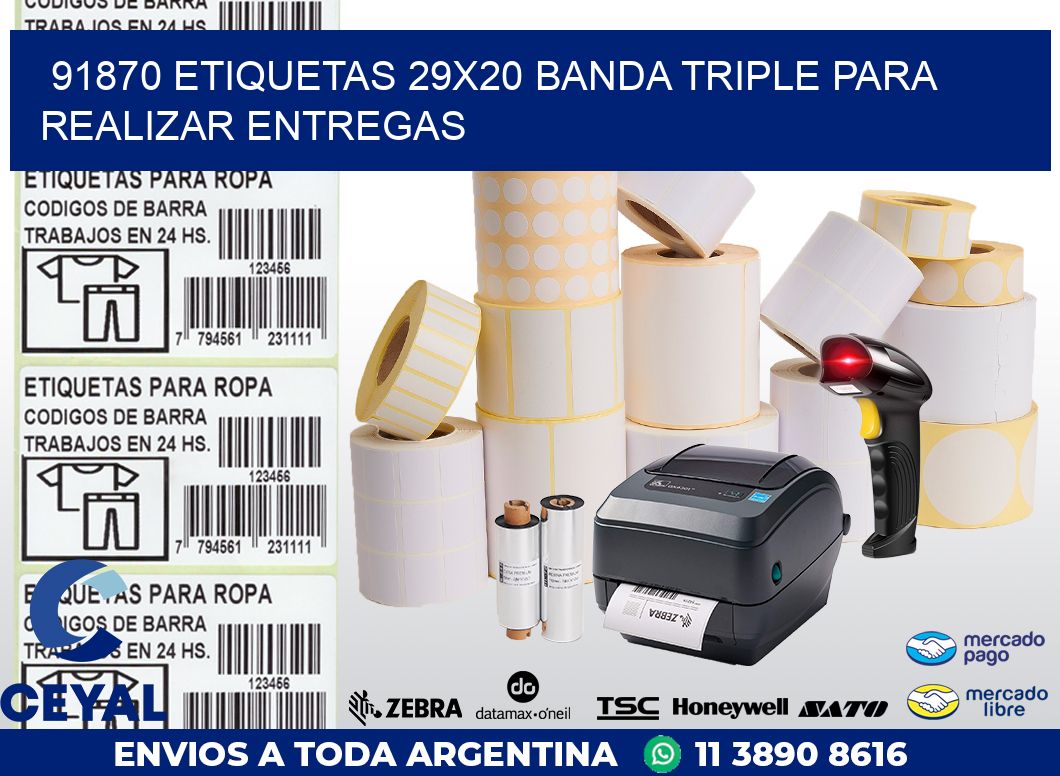 91870 ETIQUETAS 29X20 BANDA TRIPLE PARA REALIZAR ENTREGAS