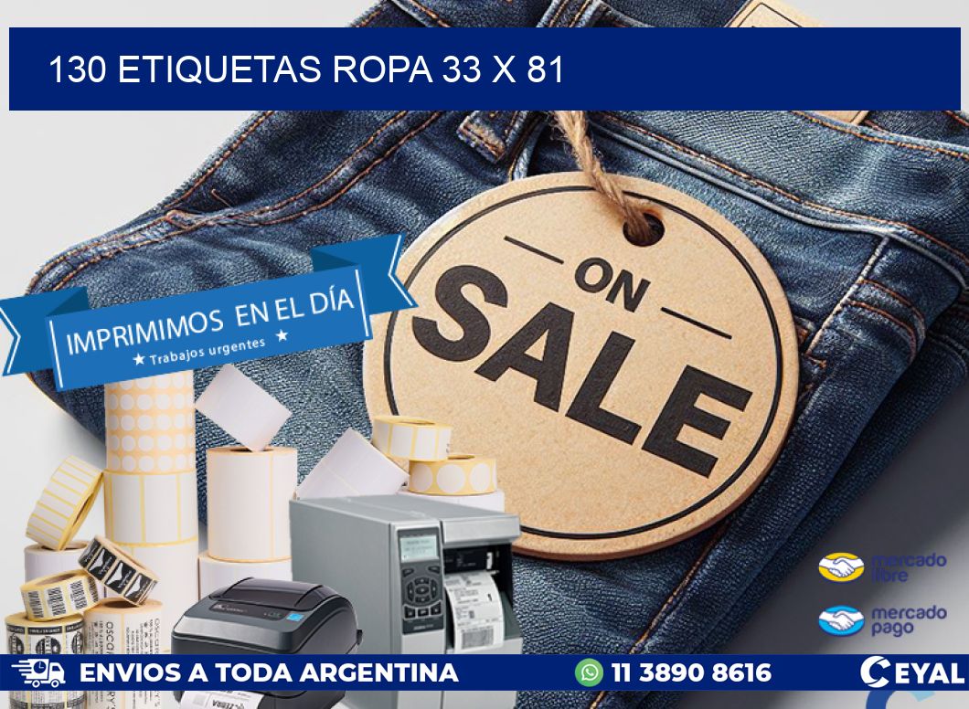 130 ETIQUETAS ROPA 33 x 81