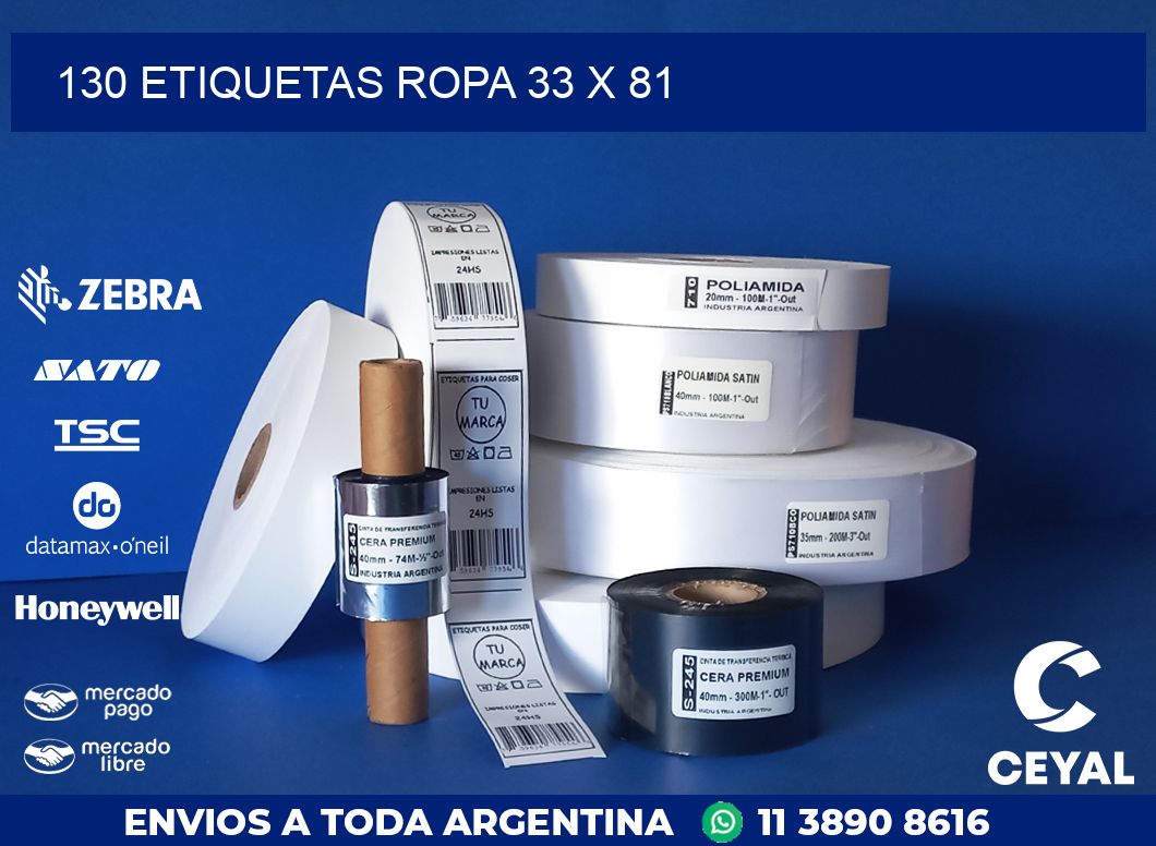130 ETIQUETAS ROPA 33 x 81