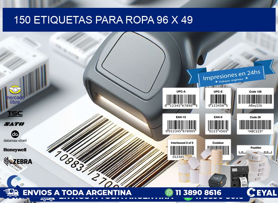 150 ETIQUETAS PARA ROPA 96 x 49