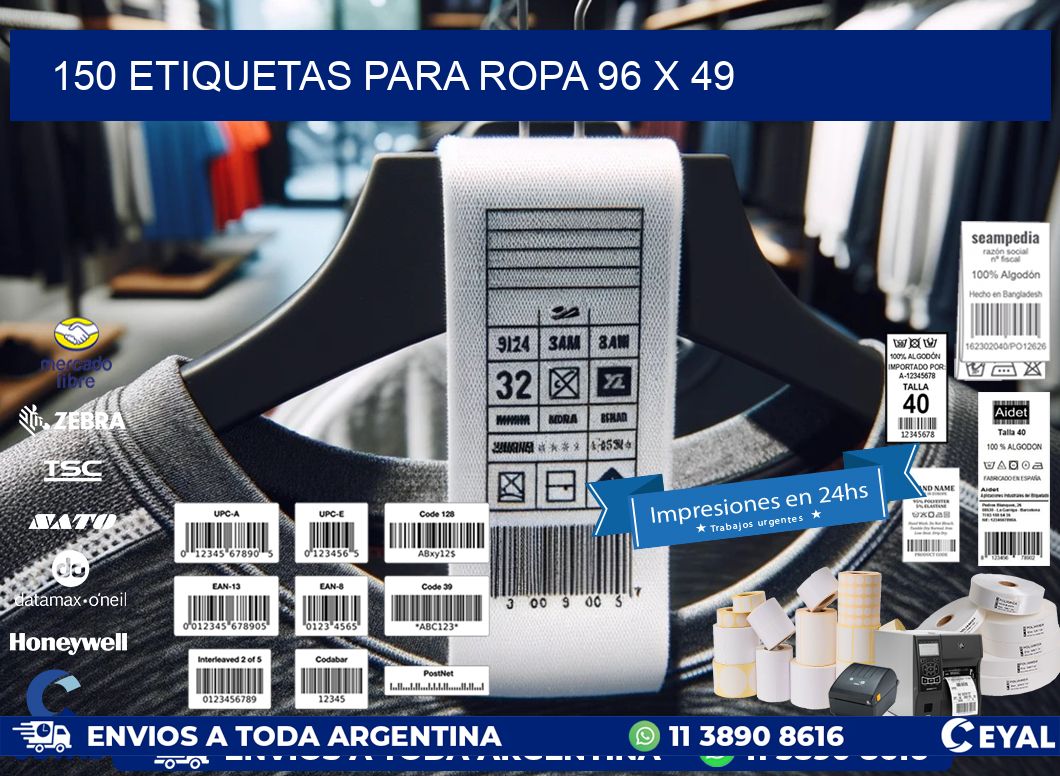 150 ETIQUETAS PARA ROPA 96 x 49