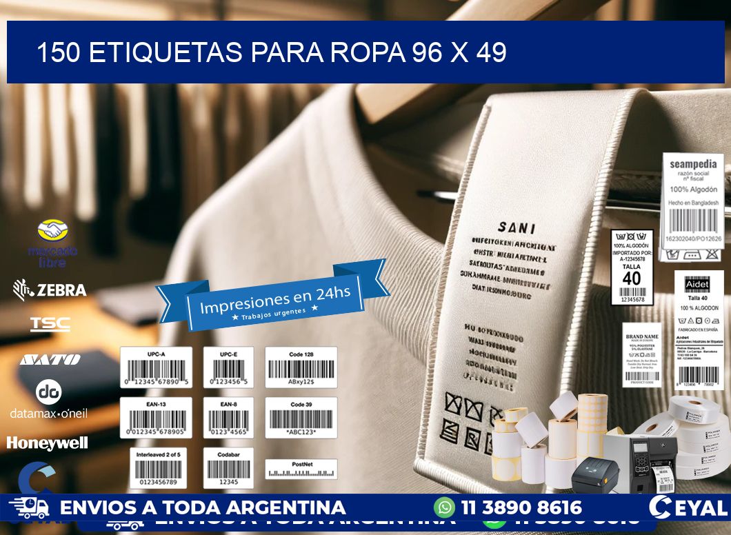 150 ETIQUETAS PARA ROPA 96 x 49