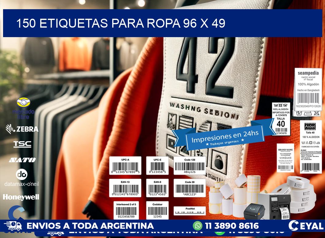 150 ETIQUETAS PARA ROPA 96 x 49