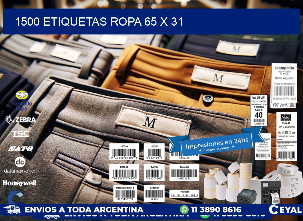 1500 ETIQUETAS ROPA 65 x 31