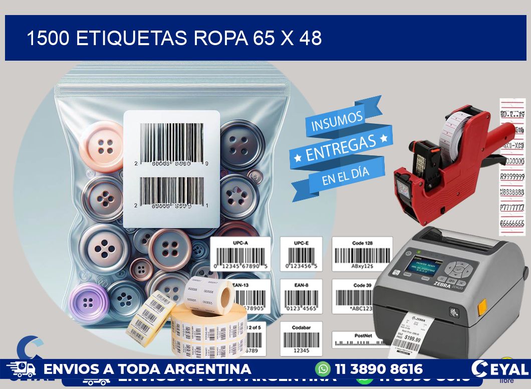 1500 ETIQUETAS ROPA 65 x 48