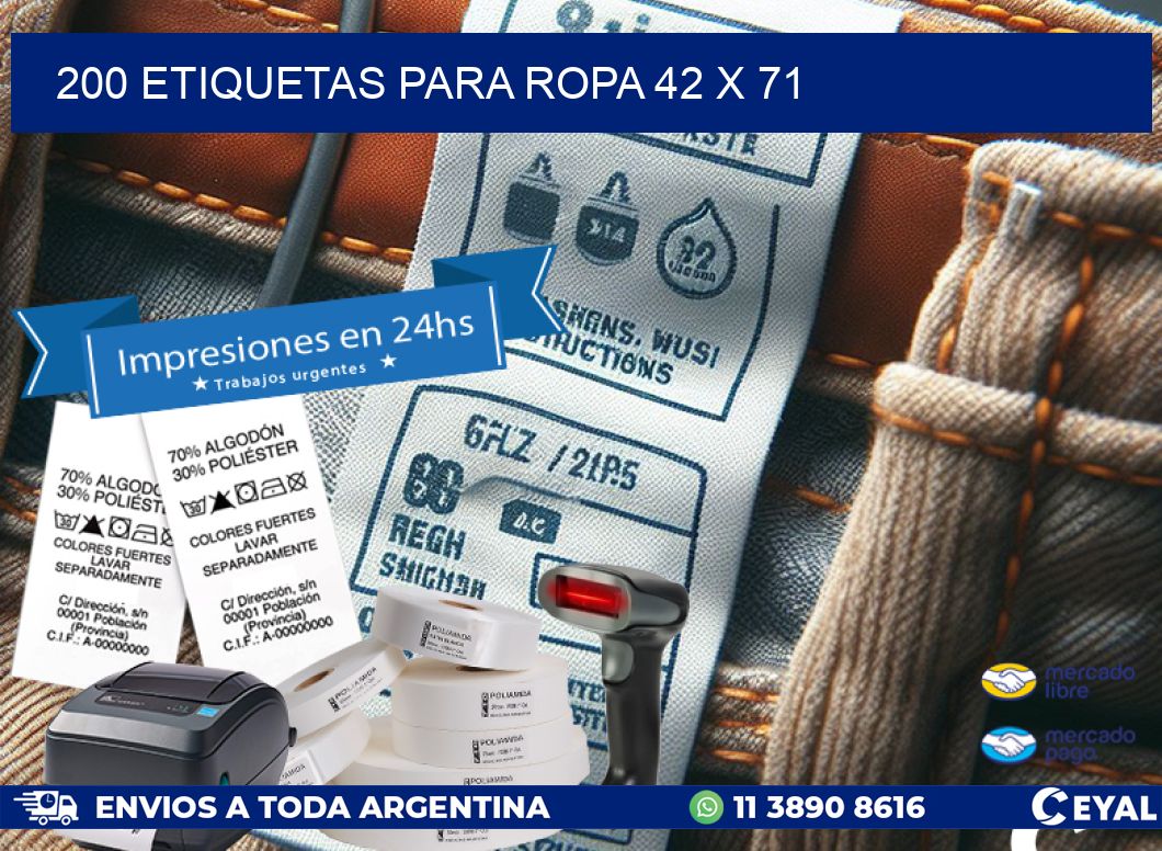 200 ETIQUETAS PARA ROPA 42 x 71