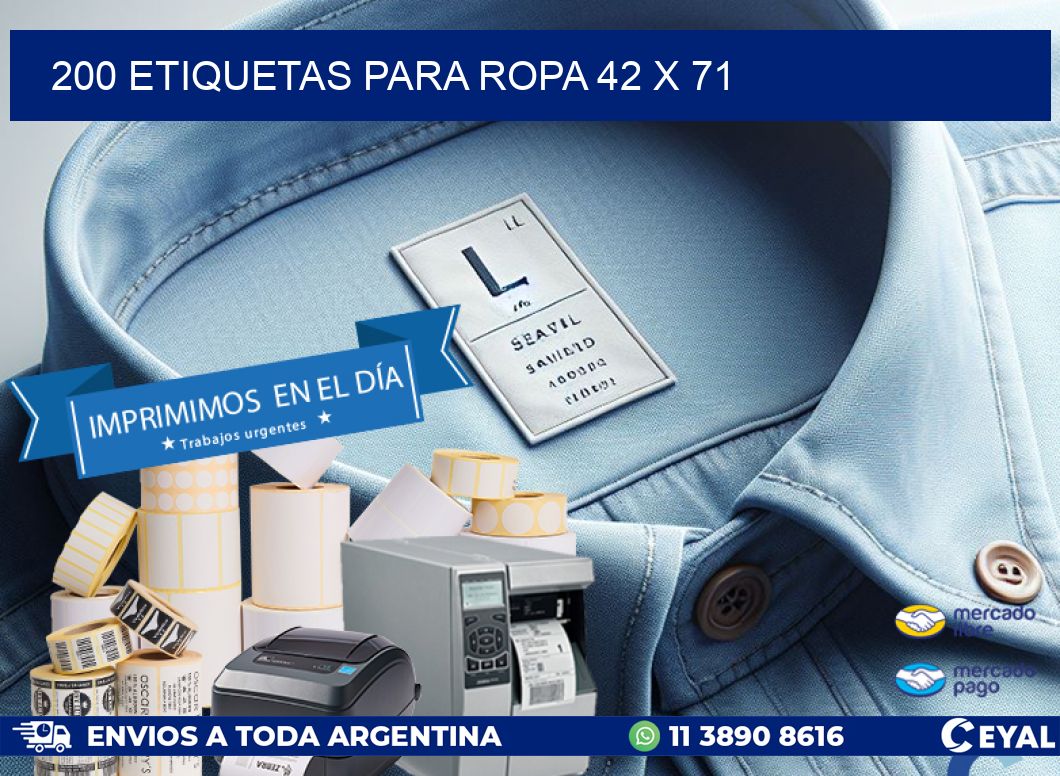 200 ETIQUETAS PARA ROPA 42 x 71