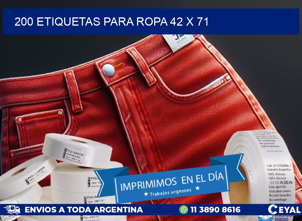 200 ETIQUETAS PARA ROPA 42 x 71