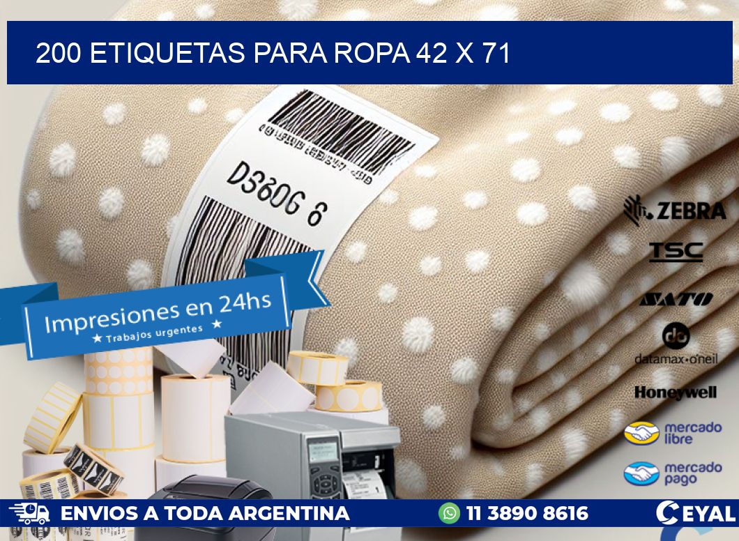 200 ETIQUETAS PARA ROPA 42 x 71