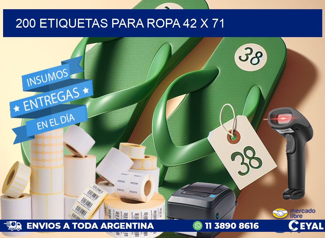 200 ETIQUETAS PARA ROPA 42 x 71