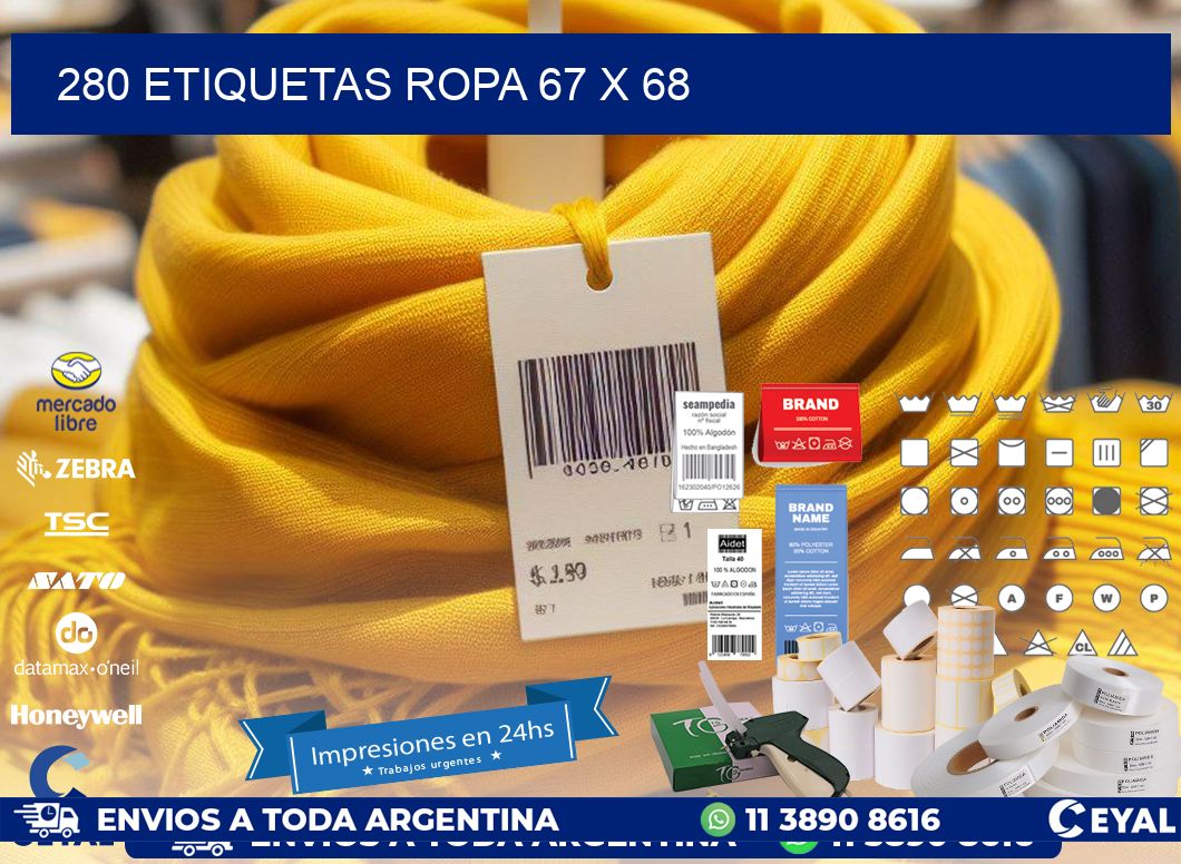 280 ETIQUETAS ROPA 67 x 68