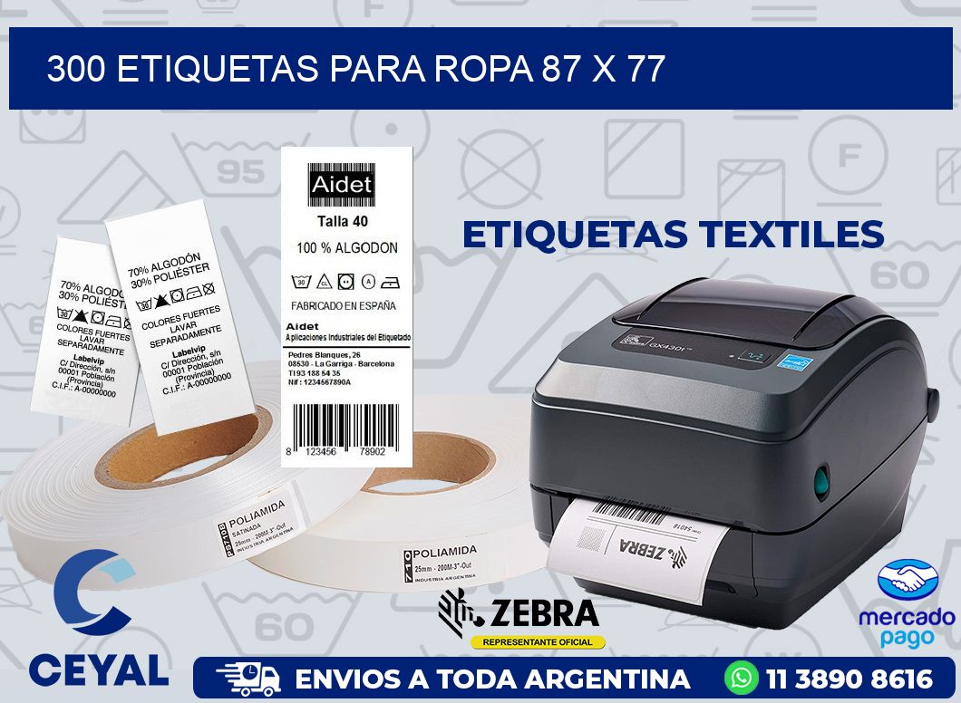 300 ETIQUETAS PARA ROPA 87 x 77