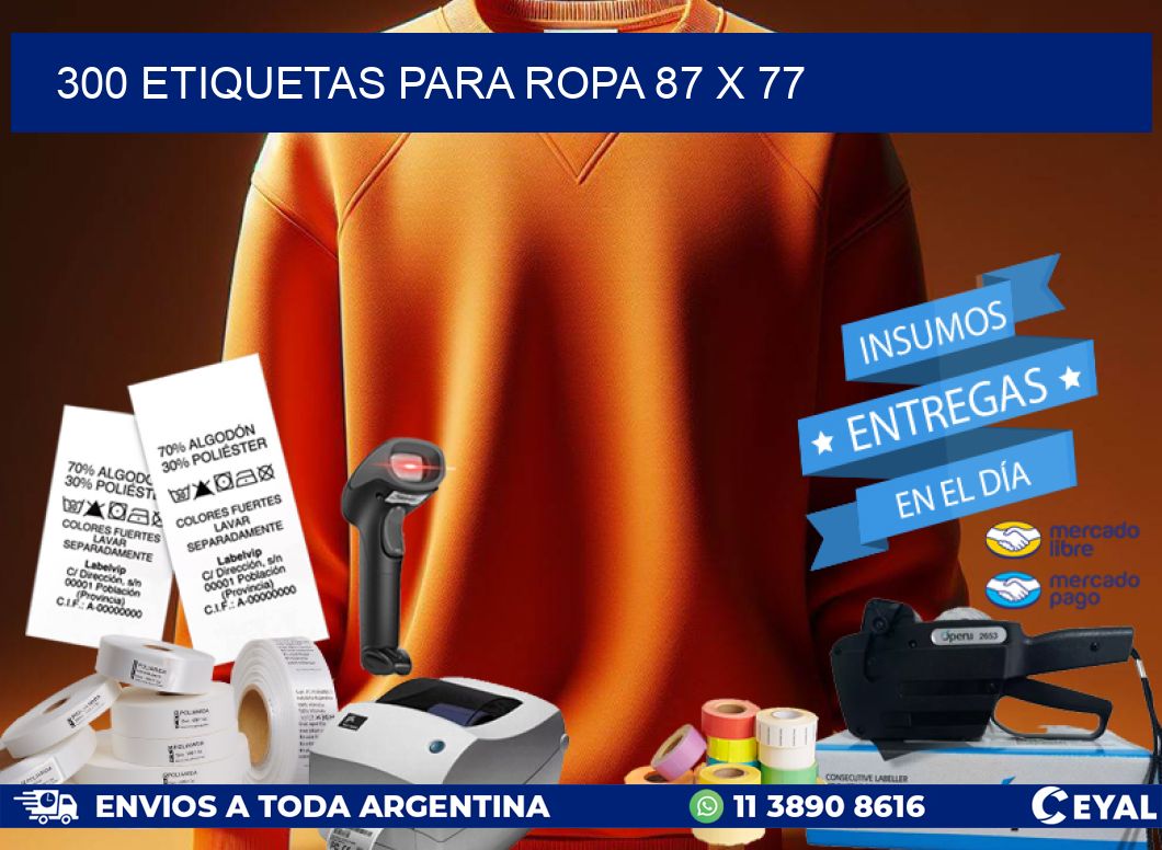 300 ETIQUETAS PARA ROPA 87 x 77