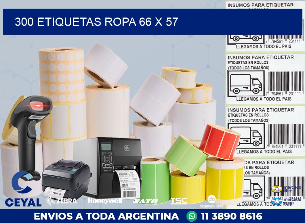 300 ETIQUETAS ROPA 66 x 57