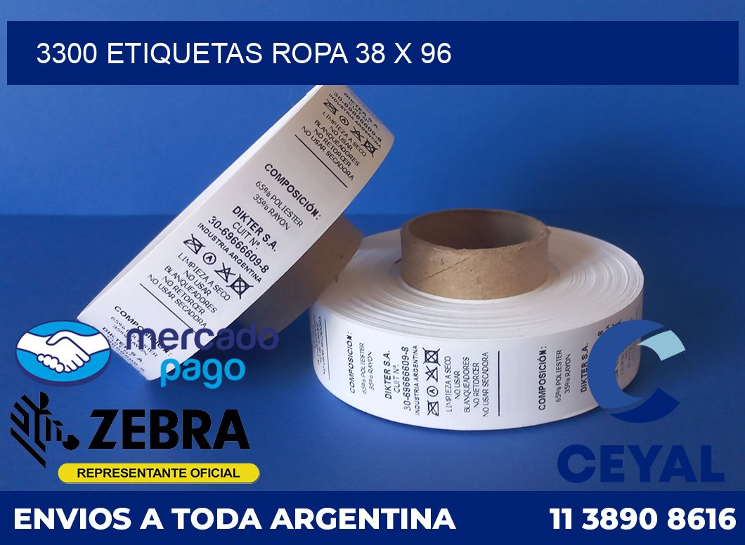 3300 ETIQUETAS ROPA 38 x 96