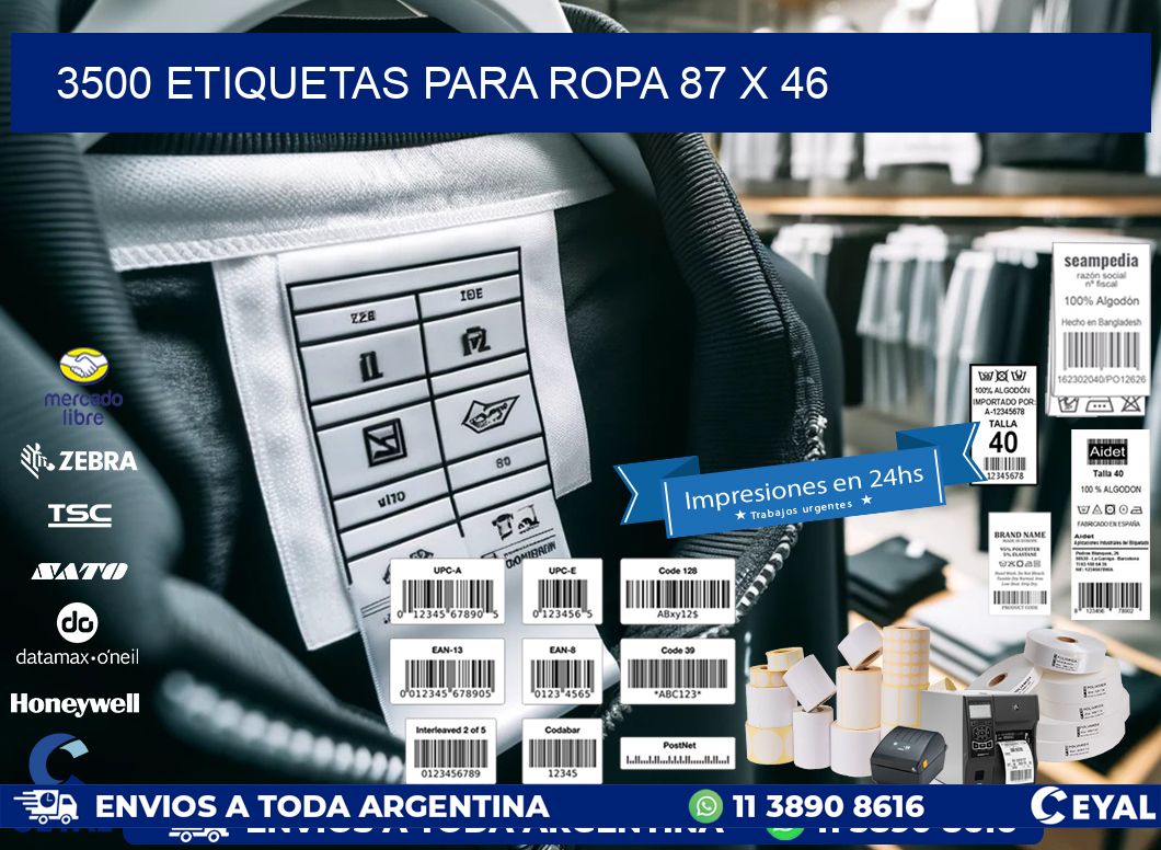 3500 ETIQUETAS PARA ROPA 87 x 46