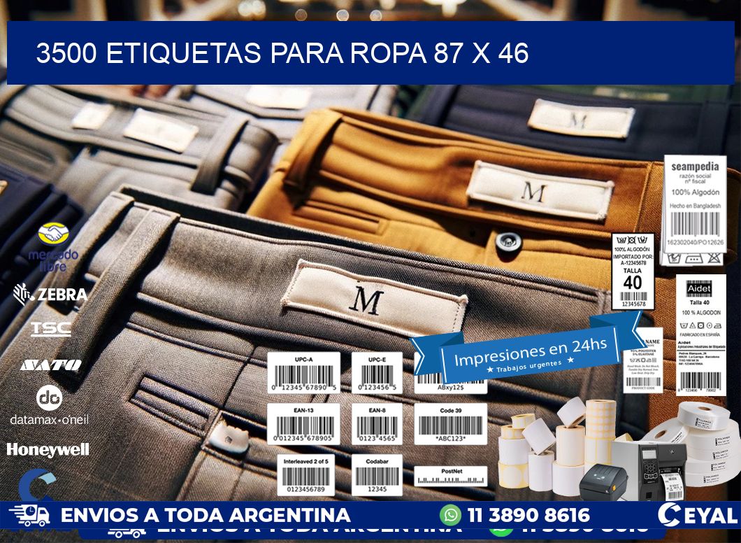 3500 ETIQUETAS PARA ROPA 87 x 46