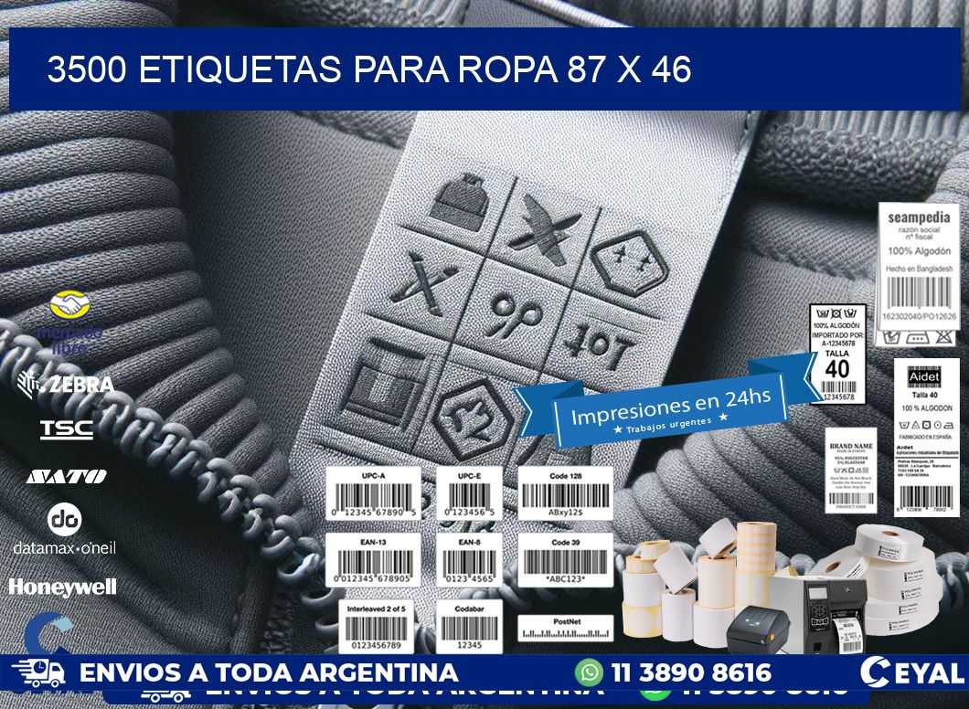 3500 ETIQUETAS PARA ROPA 87 x 46