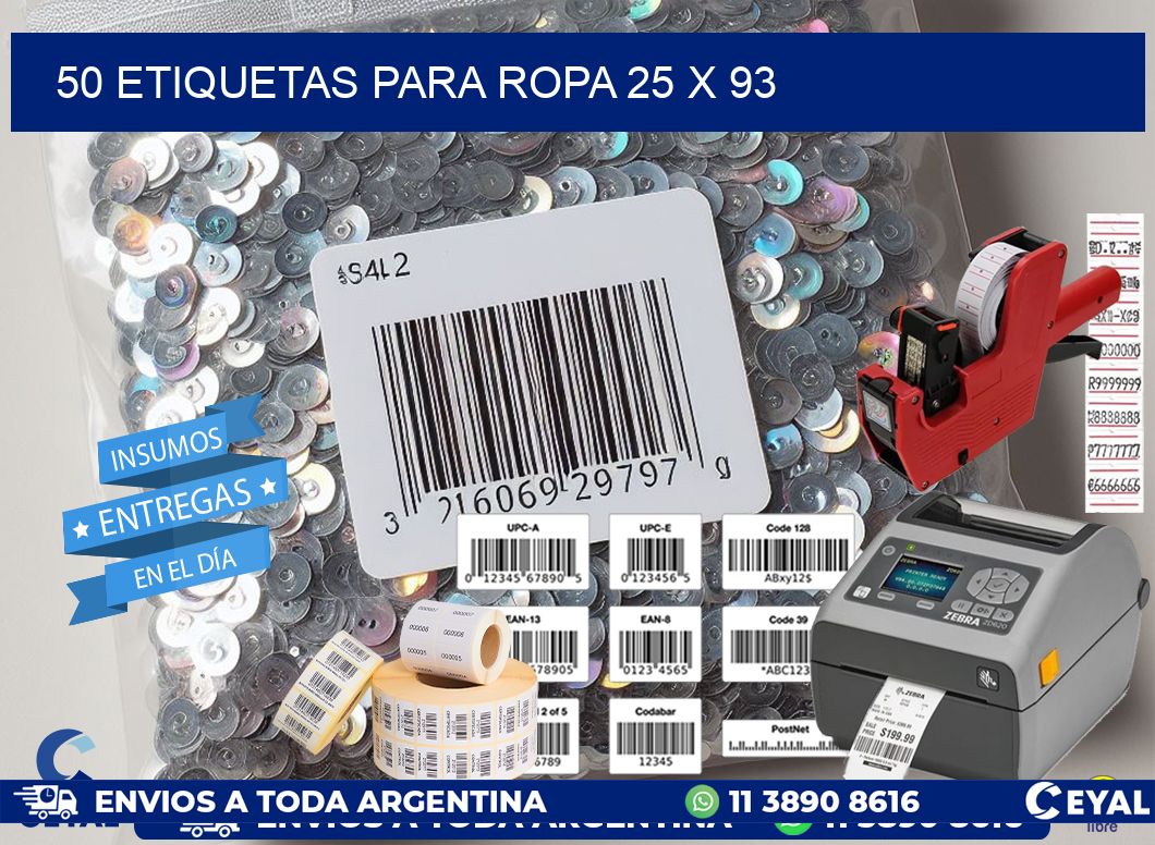 50 ETIQUETAS PARA ROPA 25 x 93