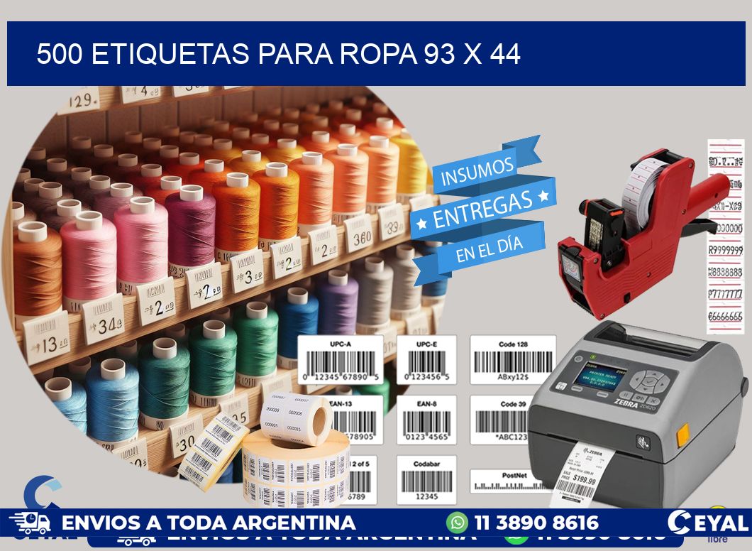 500 ETIQUETAS PARA ROPA 93 x 44