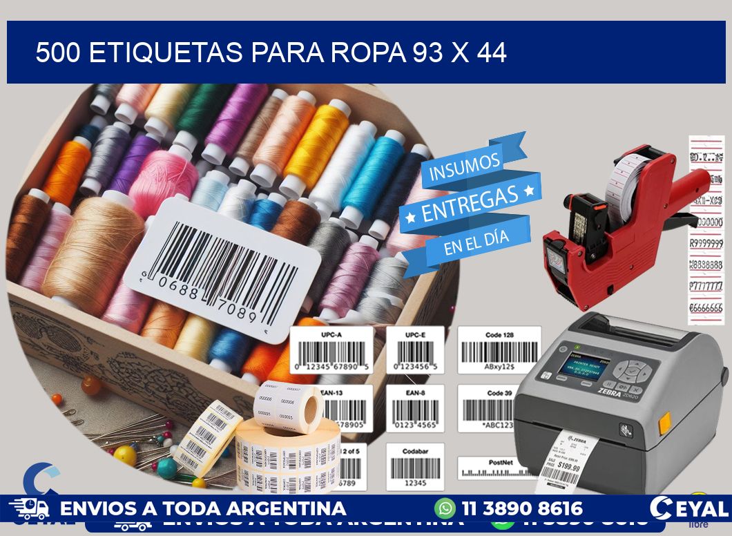 500 ETIQUETAS PARA ROPA 93 x 44