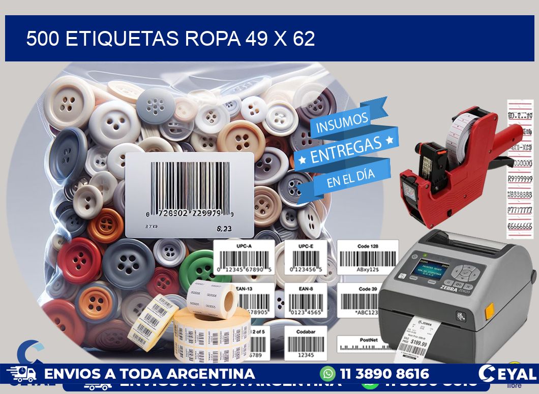 500 ETIQUETAS ROPA 49 x 62