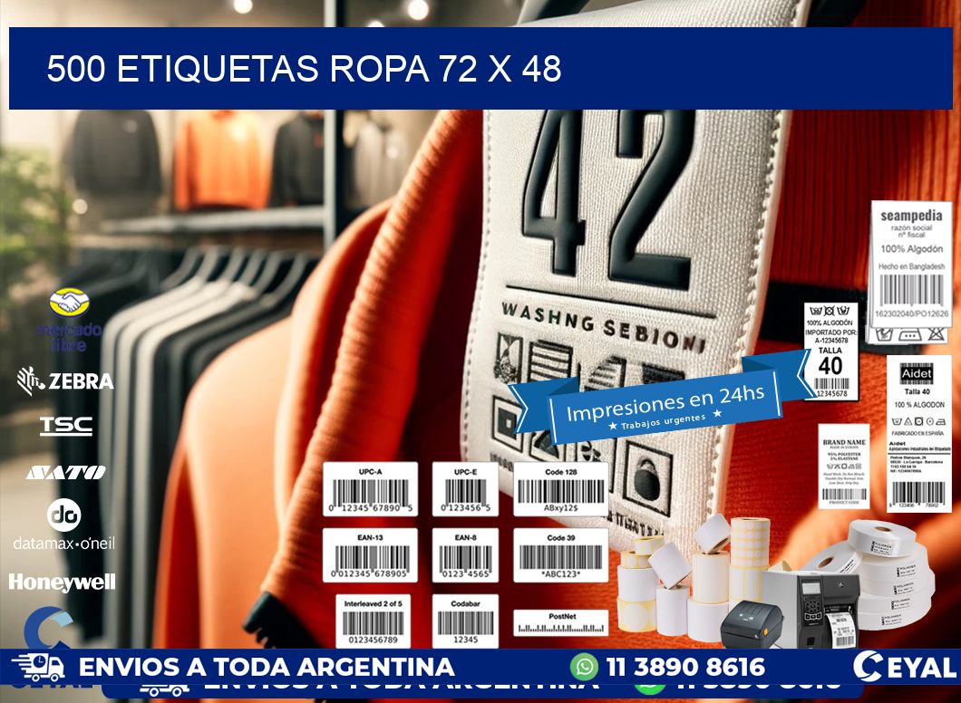 500 ETIQUETAS ROPA 72 x 48