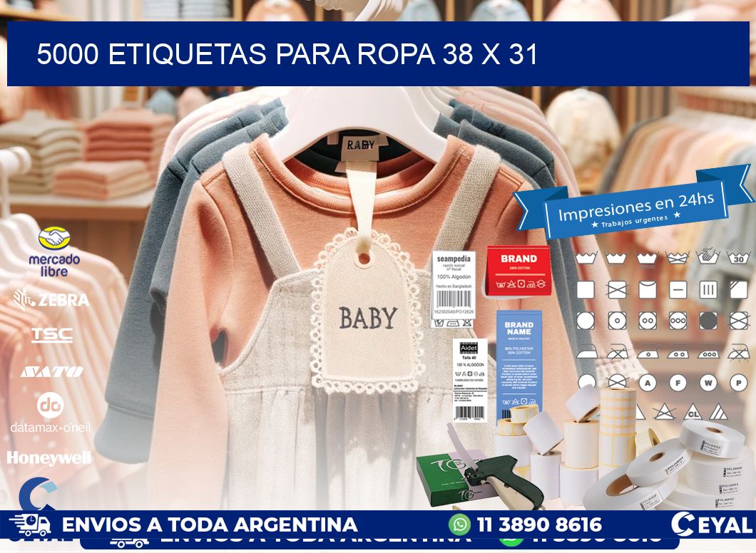 5000 ETIQUETAS PARA ROPA 38 x 31