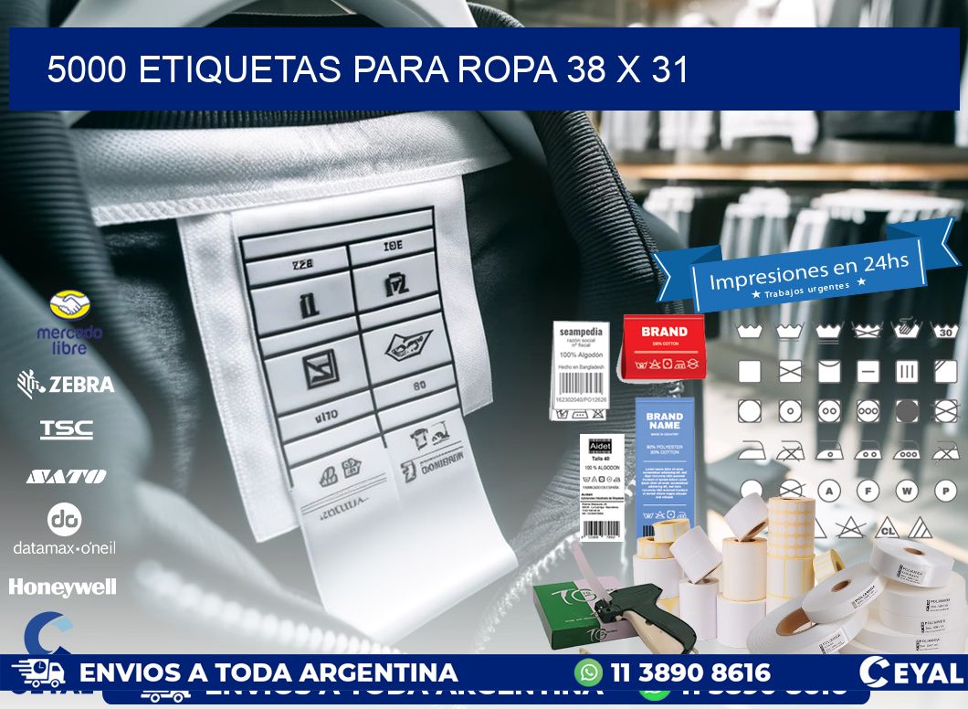 5000 ETIQUETAS PARA ROPA 38 x 31