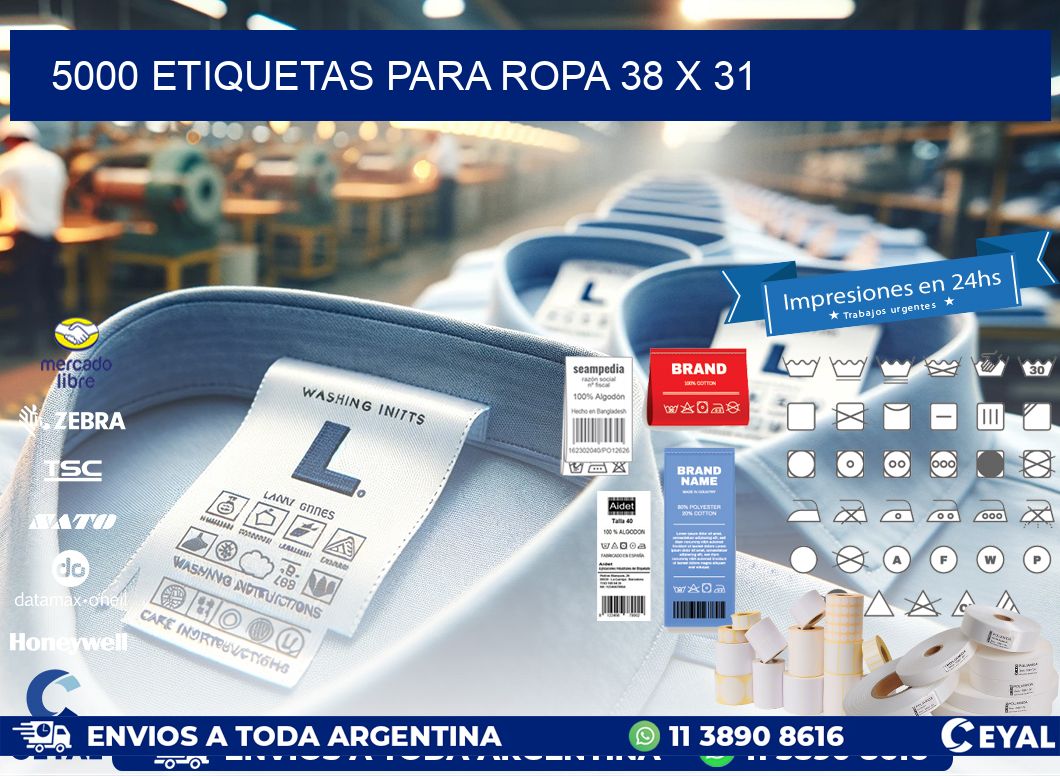 5000 ETIQUETAS PARA ROPA 38 x 31