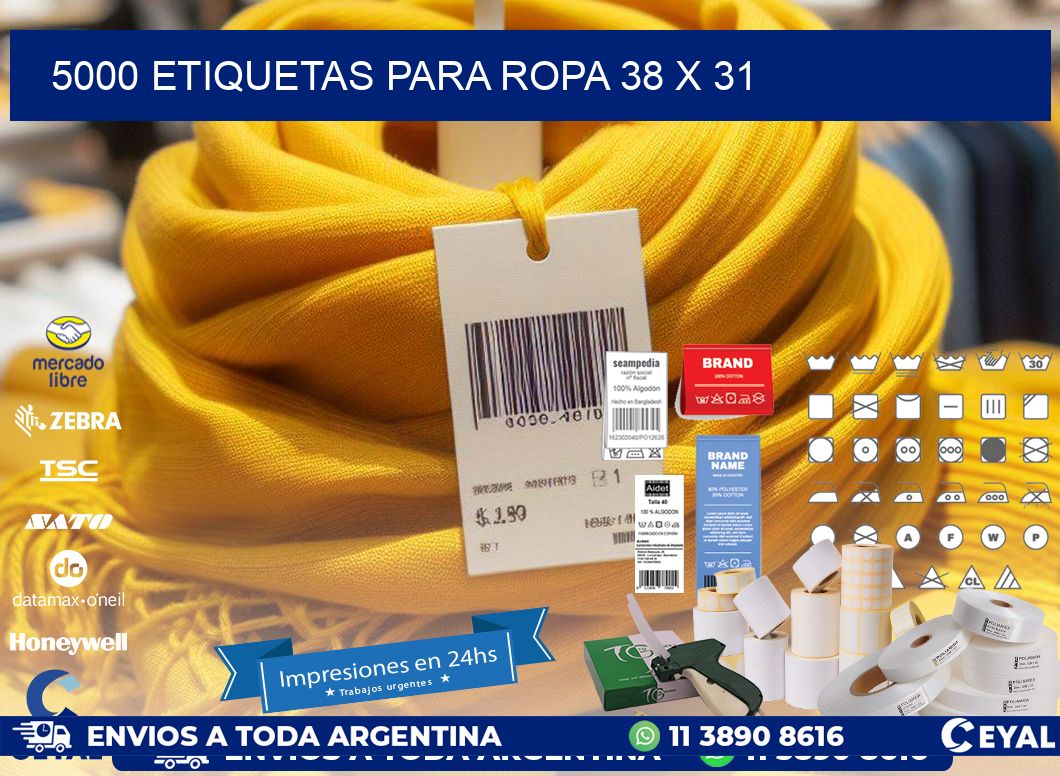 5000 ETIQUETAS PARA ROPA 38 x 31