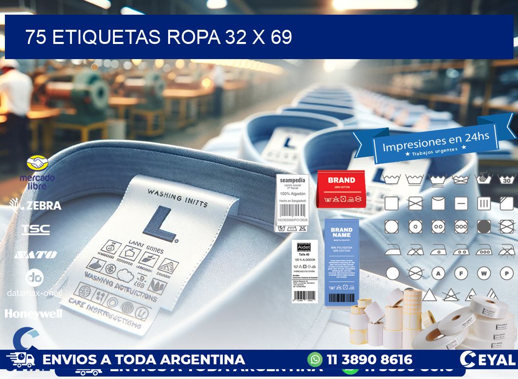 75 ETIQUETAS ROPA 32 x 69