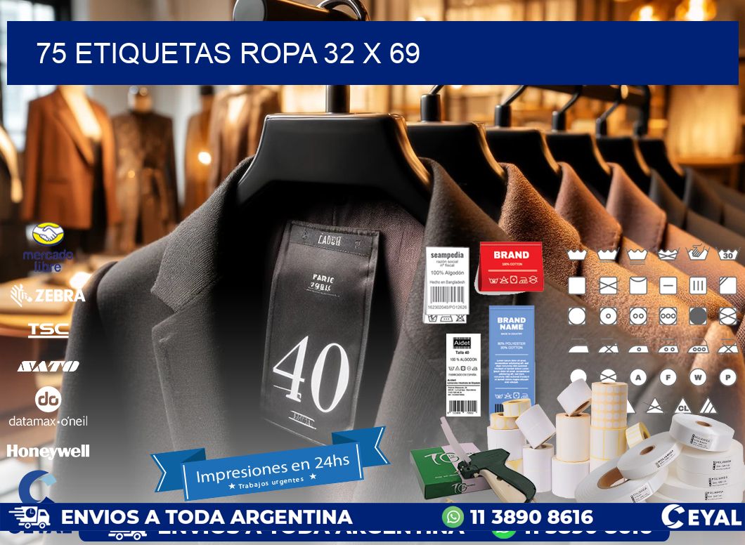 75 ETIQUETAS ROPA 32 x 69