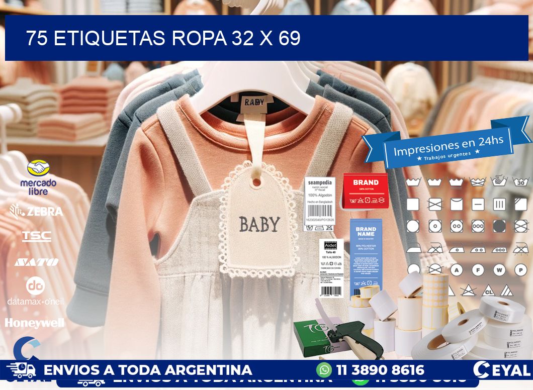 75 ETIQUETAS ROPA 32 x 69