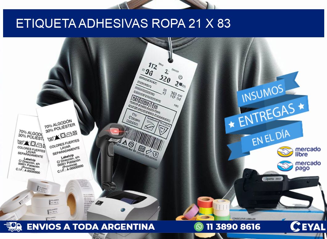 ETIQUETA ADHESIVAS ROPA 21 x 83