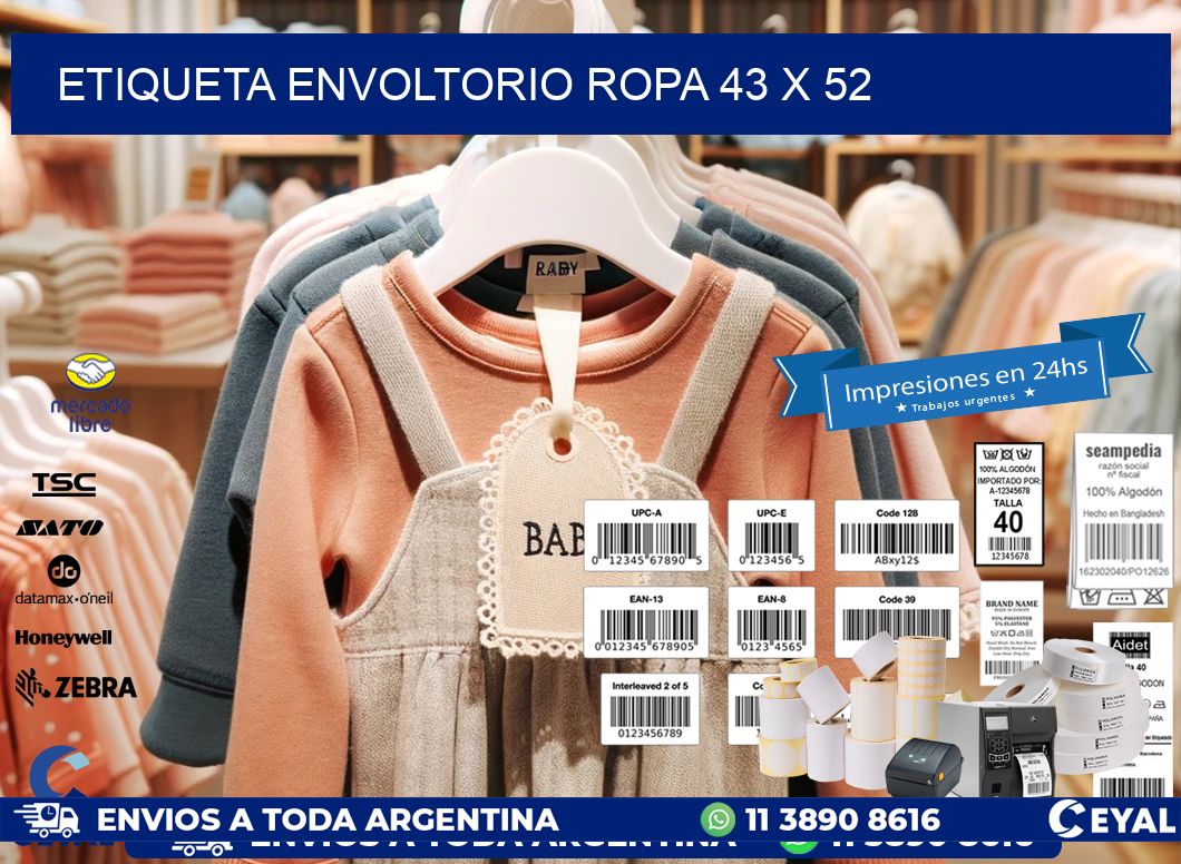 ETIQUETA ENVOLTORIO ROPA 43 x 52