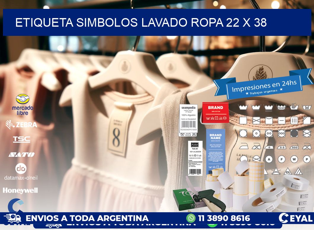 ETIQUETA SIMBOLOS LAVADO ROPA 22 x 38