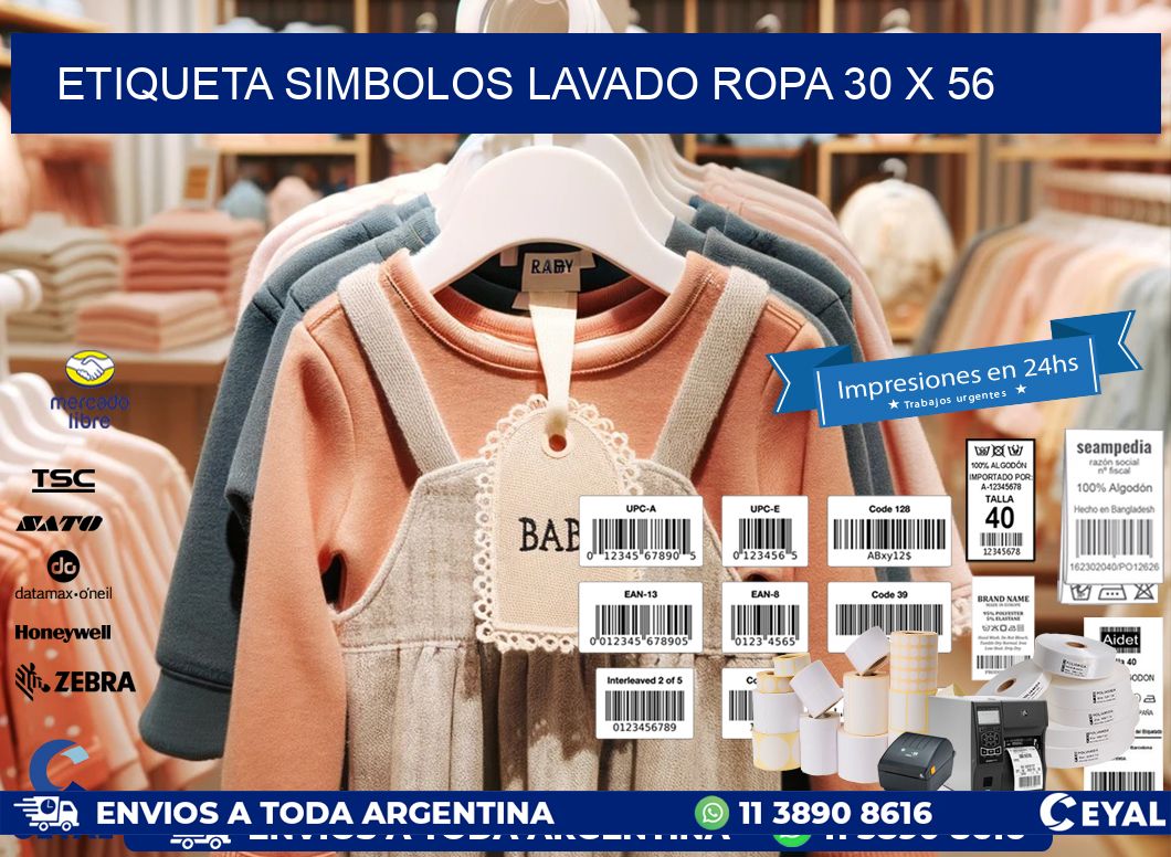 ETIQUETA SIMBOLOS LAVADO ROPA 30 x 56