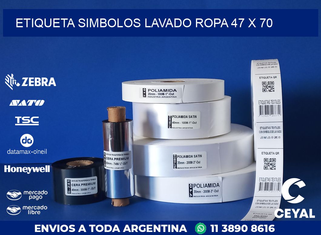ETIQUETA SIMBOLOS LAVADO ROPA 47 x 70