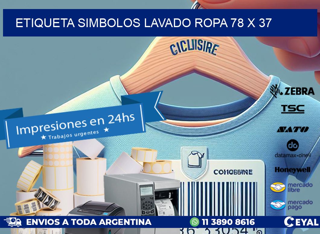 ETIQUETA SIMBOLOS LAVADO ROPA 78 x 37