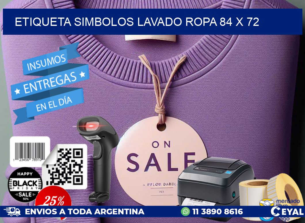 ETIQUETA SIMBOLOS LAVADO ROPA 84 x 72